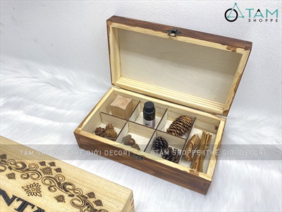 Rương gỗ Vintage chữ nổi [Hàng chuẩn - Vân gỗ đẹp] KT 25x14x8cm RUONG-GO-02